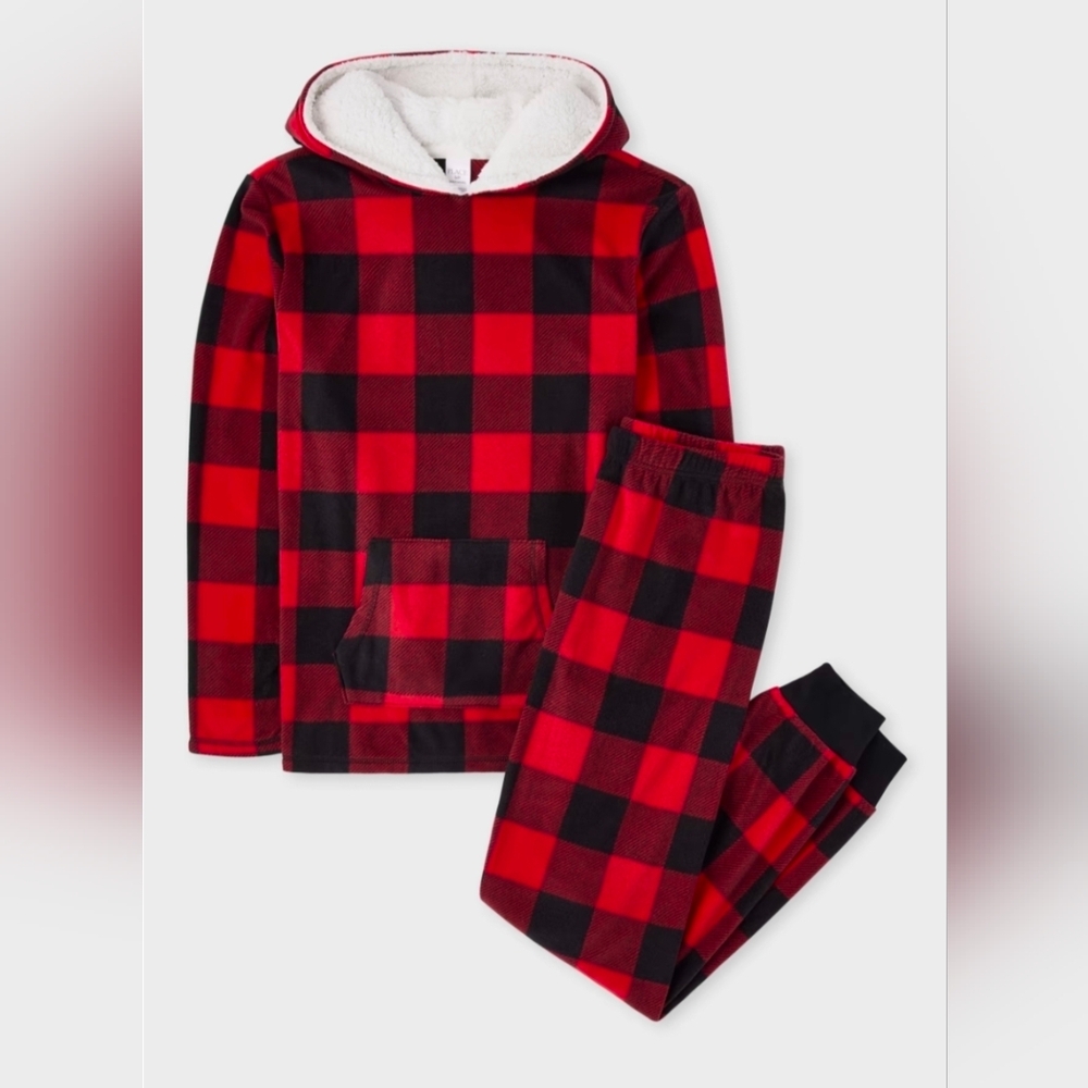 Place Red and Black Plaid Unisex Adult Pajama Set